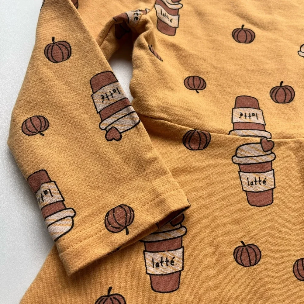 🎃☕️ PSL Petit Lem PL baby Pumpkin Spice Latte Girls Size 2T Jersey dress
